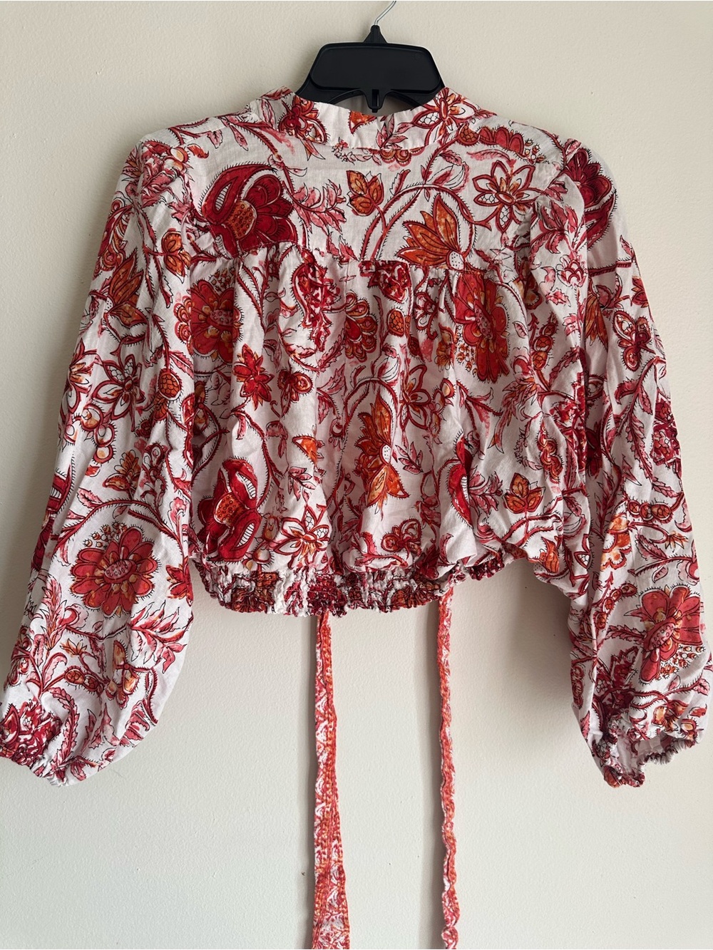 Isabel Marrant Floral Drawstring Crop Top - Red/White - Picture 3 of 4
